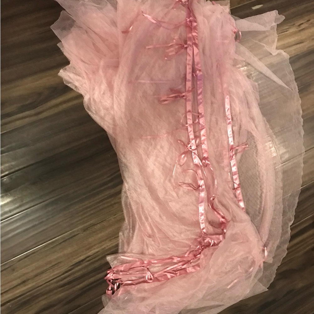 5/15🔥🔥🔥Pink Tulle Fabric with Ribbons for canopy